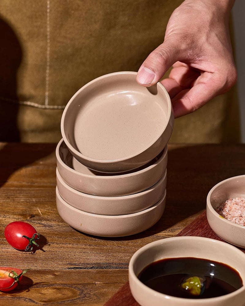 Famiware Milkyway Ceramic Soy Sauce Dish, Dipping Bowls Set of 6, Dipping Sauce Bowls/Dishes, 4oz Small Serving Bowls for Side Dishes, Condiment, Sushi, Appetizer, Dessert, Cinnamon Brown - Image 5